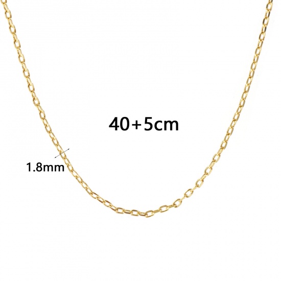 Immagine di 1 Pz Vero Oro Placcato Catena a Cavo Collana, Ottone 40cm + 5cm, Per Donne, Minimalista Squisito Regalo, Ecologico