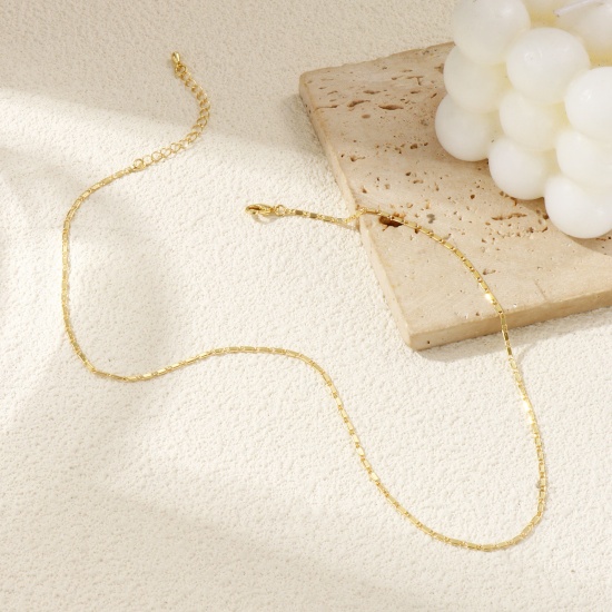 Immagine di 1 Pz Vero Oro Placcato DE Gaulle Catena Collana, Ottone 40cm + 5cm, Per Donne, Minimalista Squisito Regalo, Ecologico