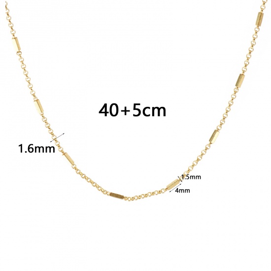 Immagine di 1 Pz Vero Oro Placcato Catena Collana, Ottone 40cm + 5cm, Per Donne, Minimalista Squisito Regalo, Ecologico