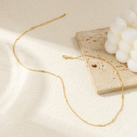 Immagine di 1 Pz Vero Oro Placcato Catena Collana, Ottone 40cm + 5cm, Per Donne, Minimalista Squisito Regalo, Ecologico