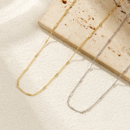 Immagine di 1 Pz Vero Oro Placcato Catena Collana, Ottone 40cm + 5cm, Per Donne, Minimalista Squisito Regalo, Ecologico