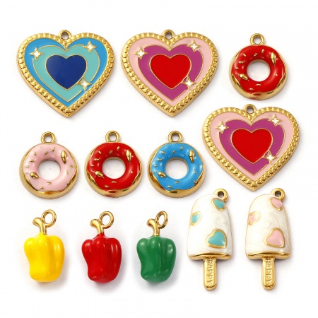 Picture of Eco-friendly PVD Vacuum Plating 304 Stainless Steel Charms 18K Real Gold Plated Enamel