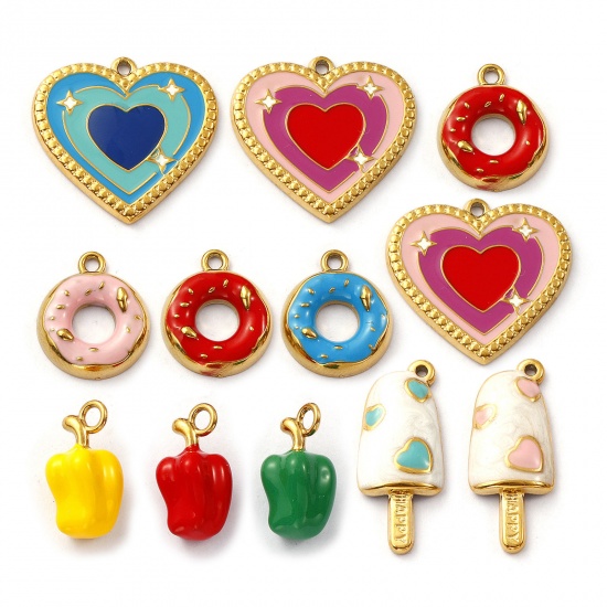 Picture of Eco-friendly PVD Vacuum Plating 304 Stainless Steel Charms 18K Real Gold Plated Enamel