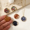 Picture of Eco-friendly PVD Vacuum Plating 304 Stainless Steel & Gemstone Charms 18K Real Gold Plated Round 22mm x 20mm