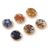 Picture of Eco-friendly PVD Vacuum Plating 304 Stainless Steel & Gemstone Charms 18K Real Gold Plated Round 22mm x 20mm
