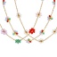 Imagen de 1 Unidad 18K Oro Real Chapado Cadena de Cable Cruz Flor Collar de Cuentas, 304 Acero Inoxidable 40cm + 5cm, Para Mujeres, Multicolor Dulce & Lindo Exquisito Regalo, Recubrimiento al Vacío PVD Ecológico