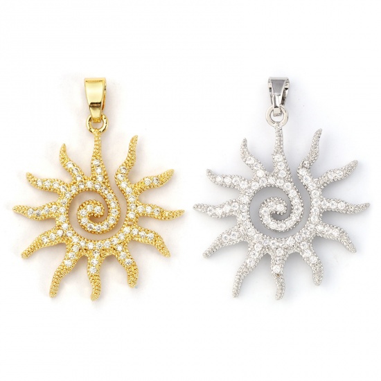 Picture of Brass & Cubic Zirconia Galaxy Pendants Multicolor Sun Spiral Micro Pave