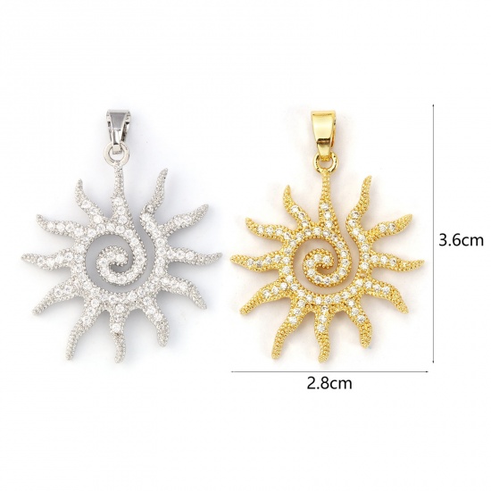 Picture of Brass & Cubic Zirconia Galaxy Pendants Multicolor Sun Spiral Micro Pave