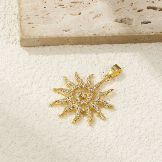 Picture of Brass & Cubic Zirconia Galaxy Pendants Multicolor Sun Spiral Micro Pave
