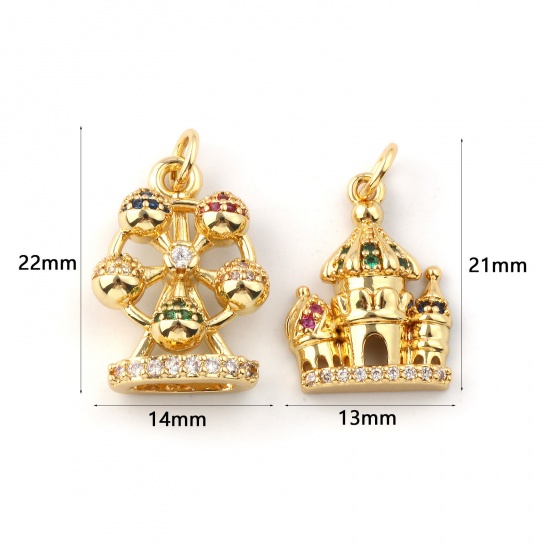 Immagine di 1 Pz Ecologico Ottone Collezione di Fiabe Ciondoli 18K Vero Oro Placcato Multicolore Cubic Zirconiae
