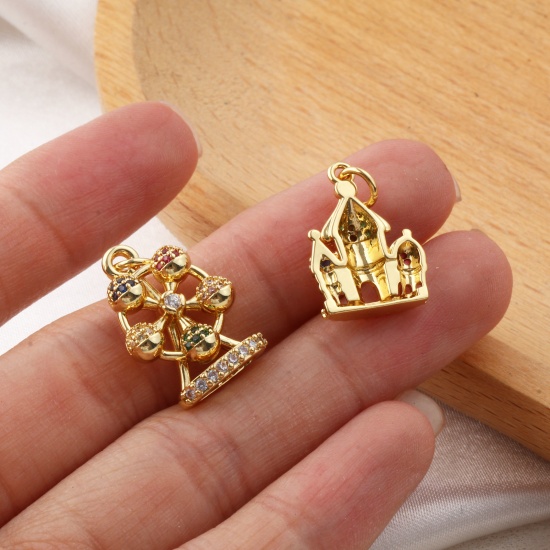 Immagine di 1 Pz Ecologico Ottone Collezione di Fiabe Ciondoli 18K Vero Oro Placcato Multicolore Cubic Zirconiae
