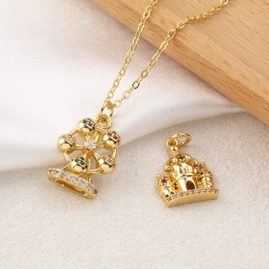 Immagine di 1 Pz Ecologico Ottone Collezione di Fiabe Ciondoli 18K Vero Oro Placcato Multicolore Cubic Zirconiae