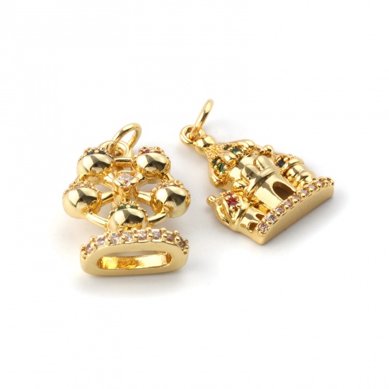 Immagine di 1 Pz Ecologico Ottone Collezione di Fiabe Ciondoli 18K Vero Oro Placcato Multicolore Cubic Zirconiae