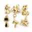 Immagine di 2 Pz Ecologico Ottone + Zircone Cubico Ciondoli 18K Vero Oro Placcato Gatto