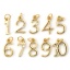 Immagine di 5 Pz Ecologico Ottone Ciondoli 18K Vero Oro Placcato Numero Trasparente Cubic Zirconiae