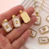 Imagen de 1 Unidad Concha Naturales & Latón Colgantes Charms Chapado en Oro de 18K Blanco Octágono Mayúscula Letra Mensaje " A-Z " Micro Pave Claro Circón Artificial 23mm x 12mm