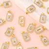 Imagen de 1 Unidad Concha Naturales & Latón Colgantes Charms Chapado en Oro de 18K Blanco Octágono Mayúscula Letra Mensaje " A-Z " Micro Pave Claro Circón Artificial 23mm x 12mm
