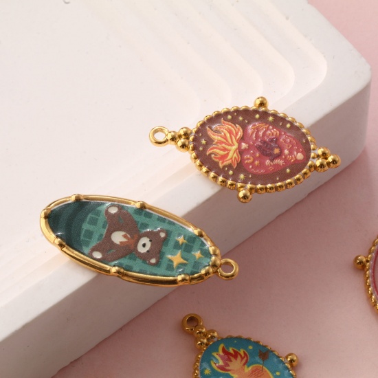 Immagine di 1 Pz Placcatura Sottovuoto PVD Ecologica 304 Acciaio Inossidabile Ciondoli Pendenti 18K Vero Oro Placcato Multicolore Orso Ex Voto Cuore Stampato