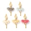 Immagine di 1 Pz Placcatura Sottovuoto PVD Ecologica 304 Acciaio Inossidabile & Acrilato Ciondoli Pendenti 18K Vero Oro Placcato Ballerina Brillio Trasparente Cubic Zirconiae 4.9cm x 2.9cm