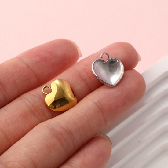 Immagine di 2 Pz Ecologico 304 Acciaio Inossidabile San Valentino Ciondoli Multicolore Cuore Liscio 13mm x 12mm