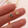 Picture of Brass & Cubic Zirconia Birthstone Charms 18K Gold Plated Star Mini 10.5mm x 8.5mm
