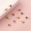Picture of Brass & Cubic Zirconia Birthstone Charms 18K Gold Plated Star Mini 10.5mm x 8.5mm