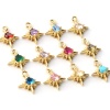 Picture of Brass & Cubic Zirconia Birthstone Charms 18K Gold Plated Star Mini 10.5mm x 8.5mm