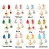 Picture of Brass & Cubic Zirconia Birthstone Charms 18K Gold Plated Star Mini 10.5mm x 8.5mm