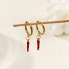 Bild von Umweltfreundliche PVD-Vakuumbeschichtung Stilvoll Exquisit 18K Echtgold plattiert 304 Edelstahl Chili Emaille Hoop Ohrringe Für Frauen Geschenk 3.9cm x 1.6cm, Pfosten-/Drahtstärke: 1mm(18 Gauge)