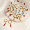 Bild von Umweltfreundliche PVD-Vakuumbeschichtung Stilvoll Exquisit 18K Echtgold plattiert 304 Edelstahl Chili Emaille Hoop Ohrringe Für Frauen Geschenk 3.9cm x 1.6cm, Pfosten-/Drahtstärke: 1mm(18 Gauge)