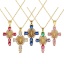 Immagine di 18K Real Gold Plated Link Cable Chain Cross Pendant Charm Necklace, Brass & Cubic Zirconia 46cm(18.1") + 6cm(2.4"), For Women, Virgin Mary Micro Pave, Retro Religious Gift, Eco-friendly, 1 Piece