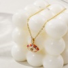 Изображение 18K Real Gold Plated Link Cable Chain Eye Pendant Charm Necklace, Brass & Cubic Zirconia 46cm(18.1") + 6cm(2.4"), For Women, Enamel Retro Exquisite Gift, Eco-friendly, 1 Piece