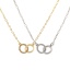 Immagine di Vero Oro Placcato Catena a Cavo Doppi Anelli Collana con Ciondolo, Ottone 46cm + 5cm, Per Donne, Trasparente Cubic Zirconiae Micro Spianare, Elegante Squisito Regalo, Ecologico, 1 Pz