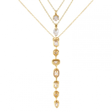 18K Oro Real Chapado Cadena de Cable Cruz Collar con Colgante, Latón (sin cadmio)+ Circón Artificial Para Mujeres, Elegante Exquisito Regalo, Respetuoso del Medio Ambiente, 1 Unidad