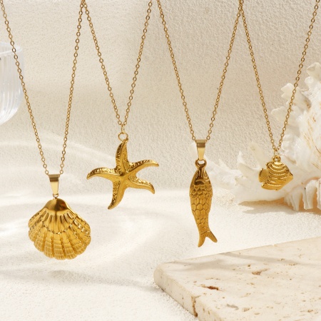 18K Oro Real Chapado Cadena de Cable Cruz Collar con Colgante, 304 Acero Inoxidable 45cm + 5cm, Para Mujeres, Joyería del océano Elegante Regalo, Recubrimiento al Vacío PVD Ecológico, 1 Unidad