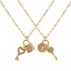 Immagine di 18K Real Gold Plated Link Cable Chain Lovers Lock & Key Pendant Charm Necklace, 304 Stainless Steel 45cm(17.7") + 5cm(2"), For Women, Clear Cubic Zirconia Micro Pave, Valentine's Day Stylish Gift, Eco-friendly PVD Vacuum Plating, 1 Piece