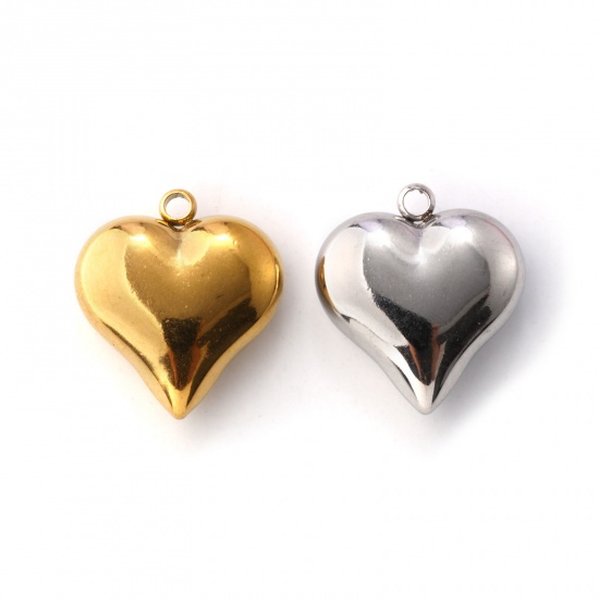Imagen de 1 Unidad Respetuoso del Medio Ambiente 304 Acero Inoxidable día de San Valentín Colgantes Multicolor Corazón Llana 18mm x 16mm