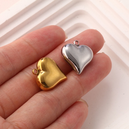 Imagen de 1 Unidad Respetuoso del Medio Ambiente 304 Acero Inoxidable día de San Valentín Colgantes Multicolor Corazón Llana 18mm x 16mm