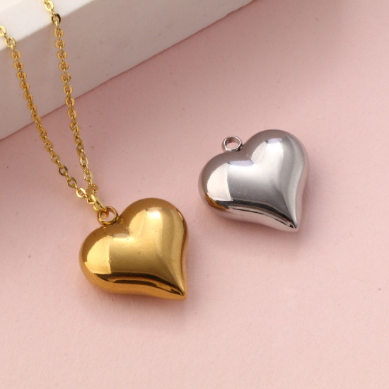 Imagen de 1 Unidad Respetuoso del Medio Ambiente 304 Acero Inoxidable día de San Valentín Colgantes Multicolor Corazón Llana 18mm x 16mm