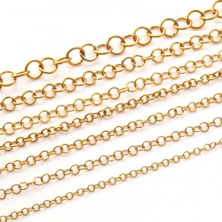 1 M Chaîne Maille Jaseron Accessoires pour la Fabrication de Bijoux Faits à la Main en 304 Acier Inoxydable Revêtement sous Vide PVD Respectueux de l'Environnement Ouvert Plaqué Or Véritable 18K