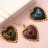Bild von Umweltfreundliche PVD-Vakuumbeschichtung 304 Edelstahl Valentinstag Anhänger 18K Echtgold plattiert Emaille Herz 3.4cm x 2.9cm