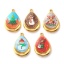 Immagine di 2 PCs Eco-friendly PVD Vacuum Plating 304 Stainless Steel Christmas Charms 18K Real Gold Plated Multicolor Drop Printed 28mm x 19mm