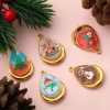 Bild von Umweltfreundliche PVD-Vakuumbeschichtung 304 Edelstahl Weihnachten Charms 18K Echtgold plattiert Bunt Tropfen Gedruckt 28mm x 19mm