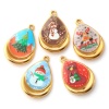 Bild von Umweltfreundliche PVD-Vakuumbeschichtung 304 Edelstahl Weihnachten Charms 18K Echtgold plattiert Bunt Tropfen Gedruckt 28mm x 19mm