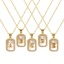 Immagine di 18K Real Gold Plated Link Cable Chain Octagon Pendant Charm Necklace, Natural Shell & Brass 46cm(18.1") + 6cm(2.4"), For Women, Clear Cubic Zirconia Message " A-Z " White Micro Pave, Retro Capital Alphabet Initial Letter Name Gift, Eco-friendly, 1 Piece
