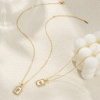 Imagen de 18K Real Gold Plated Link Cable Chain Octagon Pendant Charm Necklace, Natural Shell & Brass 46cm(18.1") + 6cm(2.4"), For Women, Clear Cubic Zirconia Message " A-Z " White Micro Pave, Retro Capital Alphabet Initial Letter Name Gift, Eco-friendly, 1 Piece