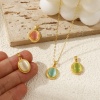 Bild von Messing und Harz Charm-Anhänger 18K Vergoldet Oval Imitierte Katzenauge 20mm x 12mm