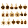 Image de 1 Pièce Breloques en Laiton & Œil de Tigre Plaqué Or 18K Brun