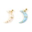 Immagine di 2 Pz Ecologico Ottone Galassia Ciondoli Pendenti 18K Vero Oro Placcato Smalto Luna Stella Madreperla Trasparente Cubic Zirconiae 24mm x 12mm