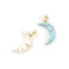 Bild von Umweltfreundlich Messing Galaxis Charm-Anhänger 18K Echtgold plattiert Emaille Halbmond Stern Perlmuttartig Klar Kubischer Zirkon 24mm x 12mm